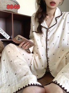 Cotton Shells Crescent Moon Korean Version Elastic Waist <strong>Thermal</strong> <strong>Long</strong> <strong>Sleeve</strong> <strong>Women's</strong> Nightgowns 2026 New Spring Pajamas Set - Product Image 4