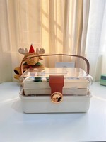 Boîte de rangement pour médicaments et cosmétiques en plastique PP à 3 couches avec poignée, design pliable, écologique et durable, trousse de premiers soins à domicile