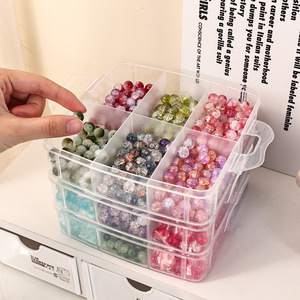 Jewelry Storage Box Multi Layer Transparent Compartmentalized With Handle 14.5Cm For Earrings And Accessories - Product Image 2
