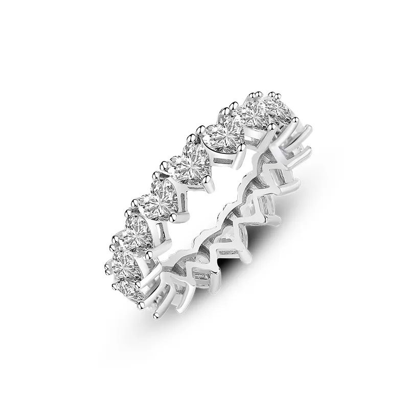 Fashion Jewelry Manufacturer Eternity Band Rings Heart Shaped Silver Finger Ring For Women