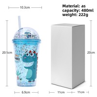 Approvisionnement direct usine : Gobelet à paille double paroi de 16 oz, en matériau de qualité supérieure, avec paillettes et motifs de dessins animés, écologique, pour l'été, design haut de gamme