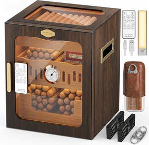Nouvel Arrivage : Humidor de Bureau Portable Classique en Cèdre Fait Main avec Couvercle en Verre, Boîte à Cigares en Bois avec Hygromètre et Finition Laquée – Offre Spéciale - Product Image 6