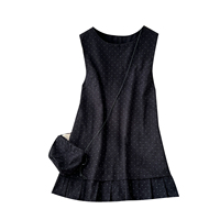 Robe courte sans manches à pois pour femmes, col ras du cou, ourlet plissé, mini-robe décontractée pour le printemps et l'été