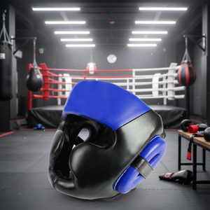 Protector de cabeza de cuero sintético PU de alta calidad para boxeo logotipo personalizado etiqueta tejida impresa doble protección para artes marciales - Product Image 3