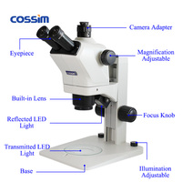 6.7X~50X Zoom Trinocular Digital Electron USB Stereo Microscope with Two LED Illuminators for Laboratory Observe