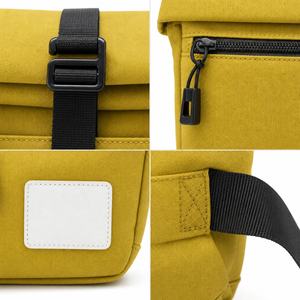 Fashion Waterproof <b>Nylon</b> Roll Top <b>Shoulder</b> <b>Bag</b> Crossbody Satchel Wide Strap Quick Access Pocket for Outdoor Travel Running - Product Image 4