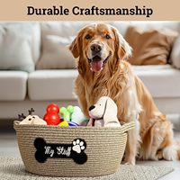 Petit panier à jouets pour chien exquis, poignée en corde de coton robuste, panier de rangement en corde de coton