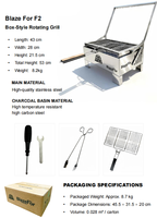 Barbecue au charbon de bois en acier inoxydable avec rôtissoire rotative réglable sans fumée pour restaurant, hôtel, traiteur, fête en plein air, buffet