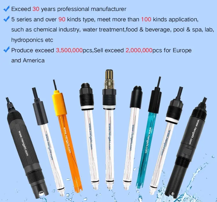 3/4NPTスレッドPPSプラスチックボディ水PH電極0-14 PHプローブ水モニタリングオンラインPHセンサー