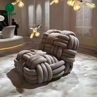 Moontree Nordic Kintty Knot Woven Sofa Chair pour le salon et la chambre à coucher Designer Knitted Lounge Chair Personality Lazy Chair