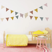Guirlandes de fanions en tissu lavable pour la décoration de fête d'anniversaire, fanions triangulaires