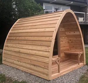 Swankia Extérieur goutte de pluie traditionnel en bois de cèdre pur dôme extérieur sauna à vapeur sèche avec chauffage Harvia