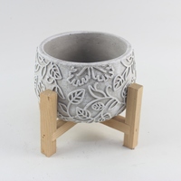 Pot de fleurs rond en ciment pour plantes succulentes avec support, style moderne et créatif pour le jardin