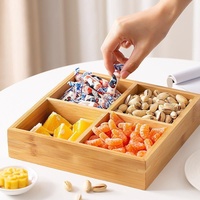 Ensemble complet de plateau de service de cuisine en bois multifonctionnel et durable, avec 4/9 compartiments, idéal pour le thé, les snacks et les fruits, parfait pour le coin feu.
