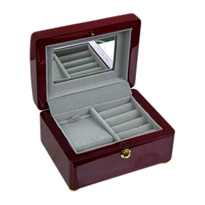 Sang trọng lớn hình chữ nhật gỗ hộp đồ trang sức với kính hiện đại hiển thị hàng đầu tổ chức và gương - Product Image 1
