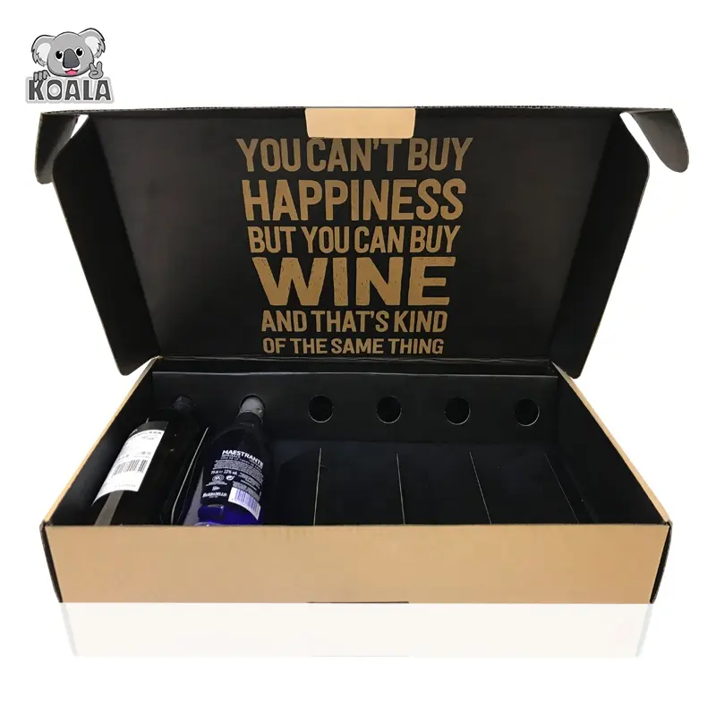 Frasco de cartão dobrável para vinho, embalagem de cartão personalizada eco friendly 6 12