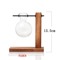 Cadre en bois vase de plantes hydroponiques bouteille en verre sphérique petit récipient fleurs vertes décoration de la maison décoration de table