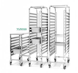 Chariot de service alimentaire 4 roues en acier inoxydable <span class=keywords><strong>pour</strong></span> hôtel, support de rangement <span class=keywords><strong>pour</strong></span> accessoires de cuisine 2026 - Product Image 5