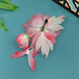 26 Spring Design Original Fait main Style Ancien Pince à cheveux Pivoine rose dégradée, Coiffe Hanfu, Accessoire capillaire floral tendance - Product Image 2