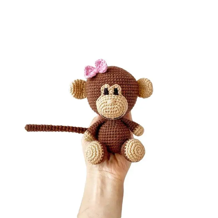 Mädchen häkeln kleinen Affen Baby Hand stricken Sicherheits augen Affe Amigurumi Häkel puppen