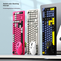 Clavier et souris sans fil 2,4 G rétroéclairés par LED W1050, interface USB, touches colorées 3-en-1, ensemble de bureau pour ordinateur portable et PC de bureau