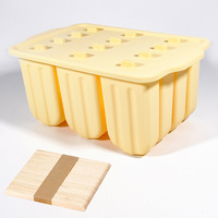 Moule en silicone sans BPA à 12 cavités avec couvercle et bâtonnets en bois, moule réutilisable pour yaourt, fruits, glaces, sucettes glacées, outils de fabrication de crème glacée DIY