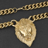 Collier chaîne cubaine Miami épaisse en acier titane, motif lion, style hip-hop, pour hommes et femmes, couple