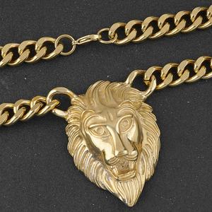 Collar de cadena cubana gruesa estilo Miami de acero de titanio con diseño de león, estilo hip-hop, para hombre y mujer, para parejas - Product Image 3