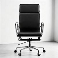 Chaise de bureau de direction moderne ergonomique en cuir PU et cuir de vachette, pivotante, pour ordinateur et conférence, style minimaliste