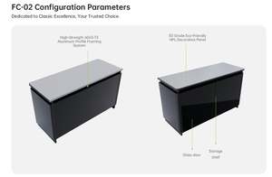 Consola de Control Comercial Moderna Kesino, Mueble de Oficina Modular de Acero Inoxidable/Vidrio con Esquinas Redondeadas de un Solo Lado - Product Image 2