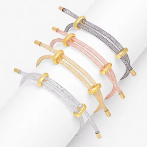 Lưới pha lê dây vòng đeo tay chuỗi Thép không gỉ Ống lụa <span class=keywords><strong>Bangle</strong></span> handmade phụ kiện tự làm bán buôn số lượng lớn - Product Image 3