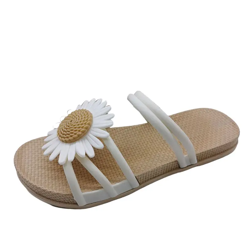 Nicecin moda dekorasyon çiçek rahat terlik yumuşak sandalet açık yürüyüş ayakkabısı rahat rahat kadın platformu flip flop