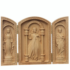 Mecrt Offre Spéciale Articles Liturgiques d'Église Sainte <span class=keywords><strong>Famille</strong></span> Joseph Trois Figurines Plates en Hêtre Bois Coffret Cadeau Ouvert - Product Image 5
