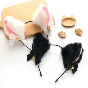 Factory Direct High Quality Velvet Bell Fox Bunny Cat Ear Stock Headband For Female Women Cosplay Spot Hair Ring Net Celebrity