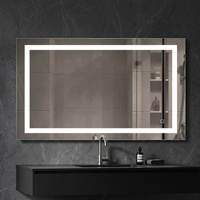 Miroir de maquillage rectangulaire à LED éclairé par l'avant pour salle de bain, chambre à coucher, coiffeuse, décoration intérieure et soins quotidiens
