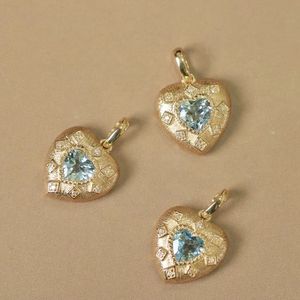 สร้อยคอจี้รูปหัวใจทองคำแท้ 18K สไตล์วินเทจสำหรับผู้หญิง Xnfly ประดับด้วยพลอยแซฟไฟร์และเพชรธรรมชาติ - Product Image 1