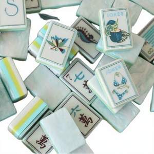 Tuiles de Mahjong Modernes de Luxe Corail Coûtier Perle d'Eau PU Écologique Durable Ensemble Américain Portable Divertissement Marque <span class=keywords><strong>Leti</strong></span> - Product Image 3