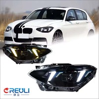 Faro Delantero LED CREULI para BMW Serie 1 F20 2012-2014, Estilo Fang, DRL Bicolor, Señal de Giro Secuencial, Lente Proyector