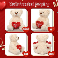 Ours en peluche mignon avec un cœur « Je t'aime » en peluche douce blanche, cadeau d'anniversaire pour elle ou lui, petite amie, petit ami, anniversaire, ours de 50 cm
