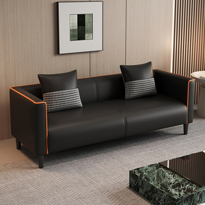 Sofá Doble de Cuero de Estilo Nórdico Minimalista Personalizado de Fábrica, Material Ecológico, Apto para Salas de Estar y Apartamentos - Product Image 3