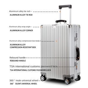 Valise cabine en aluminium, valise rigide approuvée TSA pour les voyages d'affaires, valise de <span class=keywords><strong>voyage</strong></span> à roulettes silencieuses, commande en gros mixte RTS - Product Image 2