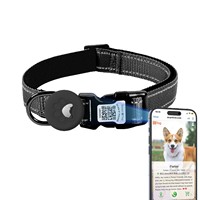Collier pour chien classique, solide et durable, avec code QR, étanche, avec étui de protection pour AirTag, réfléchissant, anti-explosion, clignotant, en nylon