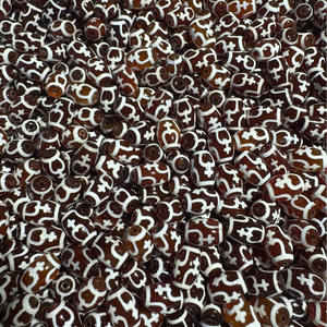 Бусины из натурального агата в тибетском стиле, 8 х12 мм - Product Image 2