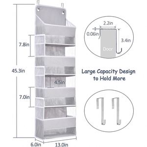Sac de rangement mural pliable à forte capacité de charge, organisateur à suspendre sur la porte avec poches latérales en filet - Product Image 2