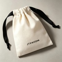 Pochette cosmétique en coton personnalisée avec cordon de serrage, sac d'emballage réutilisable pour produits de beauté