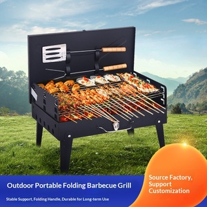 Barbecue au charbon de bois pliable d'extérieur, avec boîte à outils intégrée, grill multifonctionnel, facile à transporter, personnalisation disponible - Product Image 2
