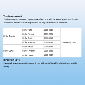 For <b>Plug</b>&Play One Way 3X Lock Factory Key <b>Remote</b> Starter System for Reiz Sienna 4Runner Lexus RX350/RX450H/GX460 - Product Image 2
