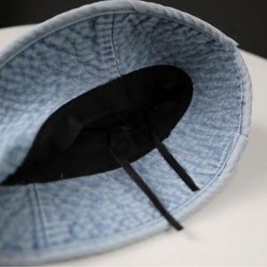 2025 New Arrival Men Women Japanese Style Street Fashion <b>Sunscreen</b> Fisherman Hat Washed Denim Custom Logo Wide Brim Bucket Hat - Product Image 3