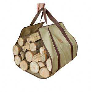 Free Sample Personalized Heavy-Duty Waterproof Canvas Fireplace <b>Log</b> Firewood <b>Holder</b> and Firewood Carrier Tote Bag - Product Image 2