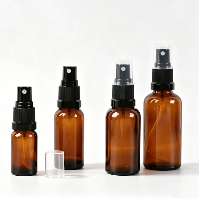Wholesale Recycled Glass Bottle Eco Friendly Refillable Perfume Sustainable Amber Mini Glass Spray Bottle with Fine Mist Sprayer